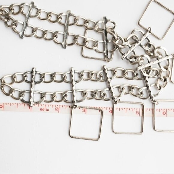 Asymmetrical Chunky Silver Tone Necklace Modernist Brutalist Abstract Geometric - Picture 5 of 6